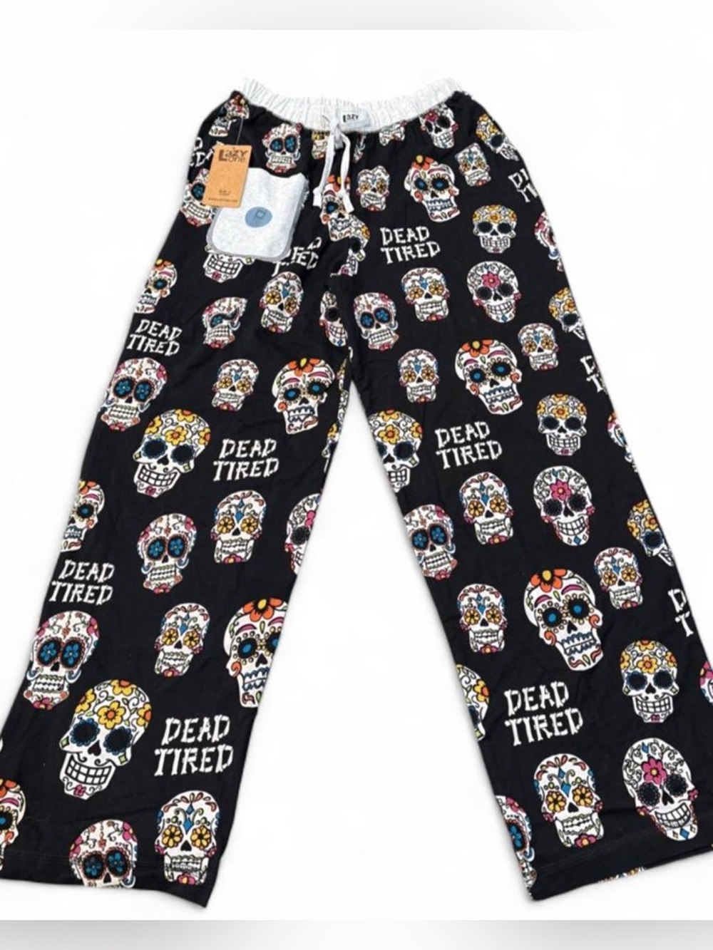Black Skull Print Lounge Pants - Dead Tired